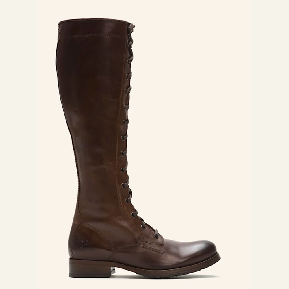 KATNISS Frye Melissa Tall Brown Leather Lace Up Knee High Vintage Riding Boot - Picture 3 of 16